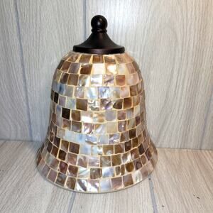 Vtg Mother Of Pearl Glass Mosaic Shell Half Bell-Shaped Lampshade